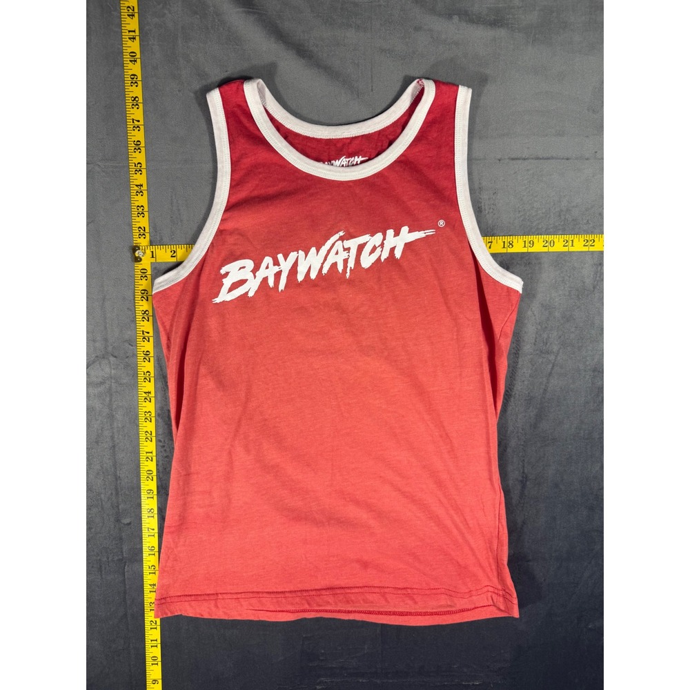 Baywatch Graphic Tank Top Mens Medium Red Ringer Mitch Buchannon Costume Shirt